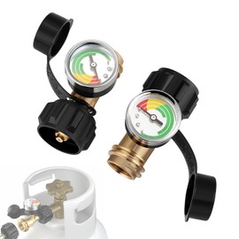 WADEO Propane Tank Gauge with Leak Detector 2Pack, Universal Level Indicator for 5-40lb Propane Tanks, Perfect for RV Camper, Propane Grills, BBQ Grills, Heater, Gas Burners, QCC1/Type1 Connection