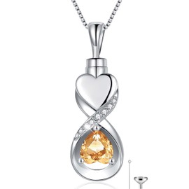 SOLOLIKE Infinity Urn Necklace for Ashes for Women: Sterling Silver Champagne Heart Cremation Jewelry Pendant Ashes Necklaces - Memorial Funeral Keepsake Jewelry Gifts for Loved Ones