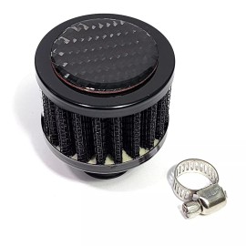 Unbranded BLACK 12MM MINI AIR OIL BREATHER FILTER FOR HONDA CIVIC D16Z6 D16Y8 CARBON FIBER