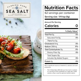 FLORIDA PURE Garlic Sea Salt 80+ Mineral Sea Salt Unrefined Garlic Salt, Non Iodized, Natural Sea Salt for Baking, Cooking, Seasoning & Enhancing Taste, Rich in Taste Flaky Sea Salt (1.8 oz Jar)