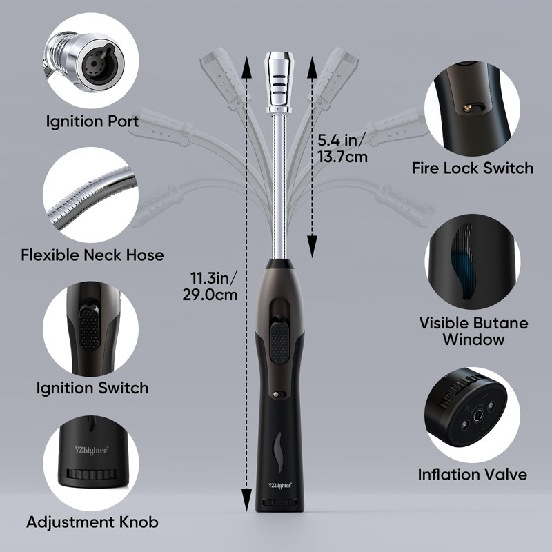 YZLighter Butane Lighter Torch Long Lighter Refillable Lighter Windproof with