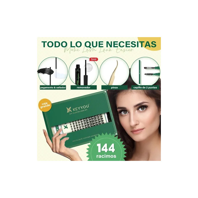 Extensiones De Pestañas Kit 144pcs Mixta Gruesa Chloe Laurel