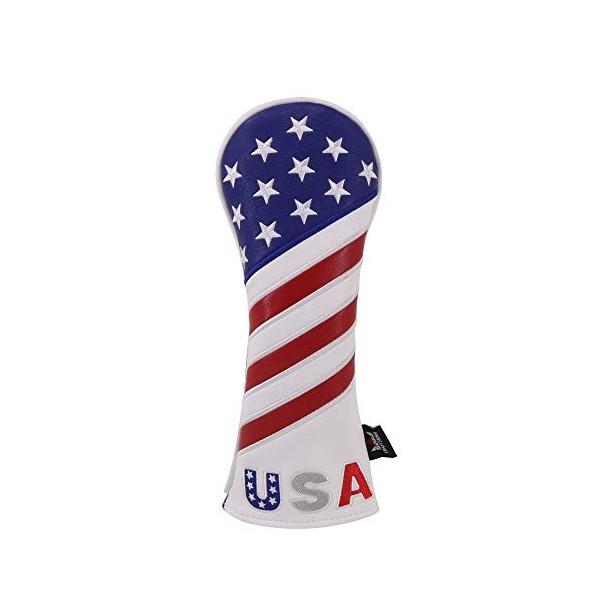 Craftsman Golf Red/White/Blue Star USA Flag Rescure Hybrid Cover Headcover(Hybrid Cover)