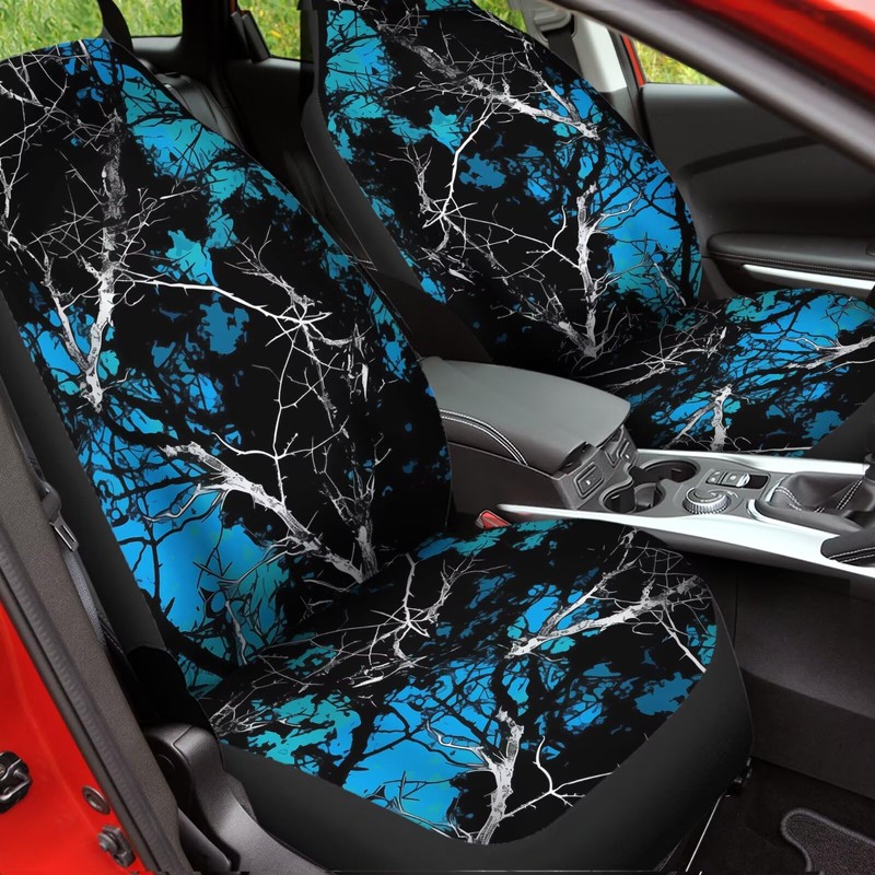 Jodoolang Blue Camoflage Tree Car Seat Covers, Universal Breathable Washable