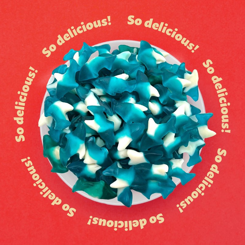 Blue Sharks Gummy Candy | 1 Pound Bag | Blue
