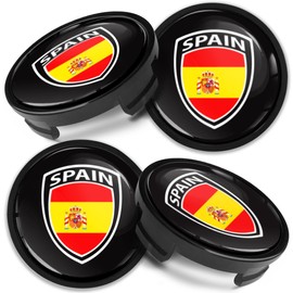 Biomar Labs 4 x Center Hubcaps, Compatible with Ford Centre Caps for Alloy Wheels, 54 mm, Spanish Flag Spain CF 34