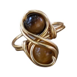 Tigers Eye Infinity Ring in Solid Faux Gold Earthy Jewelry for Woman Earth Tone Boho Style (9)