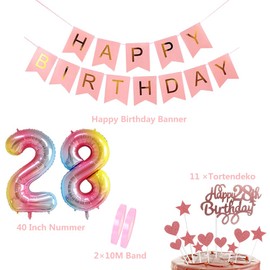 28th Birthday Decoration Colourful Rainbow Set