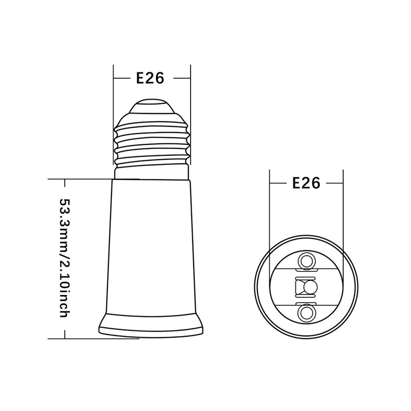 DiCUNO E26 to E26 Base Extension Adapter, E26, Extension Socket,