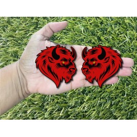 Badge Addictz Bison Buffalo Emblem Badges Lime Green Eye Red on Black Racing Aggressive New