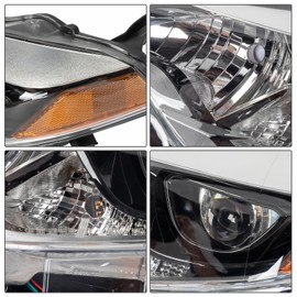 TRIL GEAR Pair of Headlights Assembly Halogen TO2502216 TO2503216 LH+RH Replacement for 2014 2015 2016 Toyota Corolla Chrome Housing Amber Corner