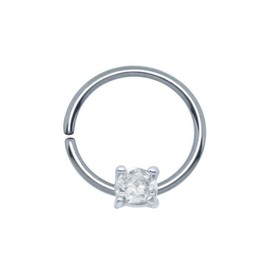 Nosejewels 925 Sterling Silver Nose Ring Hoop Tragus Daith Cartilage Helix CZ 3/8" 18G