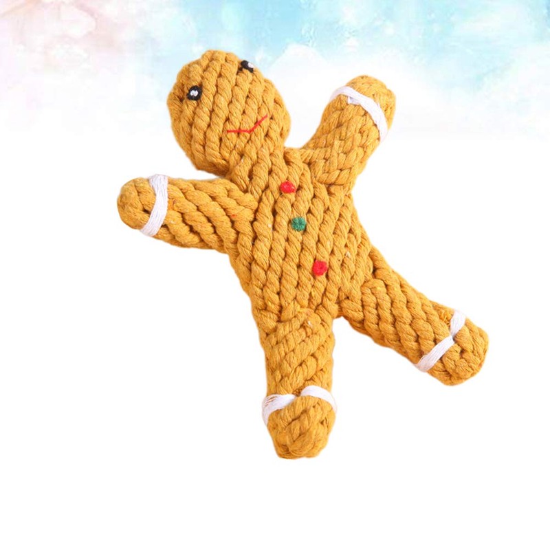 PRETYZOOM Rope Dog Toy Christmas Chew Toy Gingerbread Man Bite
