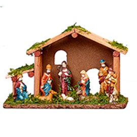 Premier 25cm Traditional Wooden Christmas Nativity Scene 10 Piece N162225