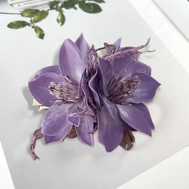 JazSwirl Hawaiian Flower Hair Clips for Women, Tropical Plumeria Hair Clip, Hibiscus Flower Hair Accessories, Beach Floral Hair Clip, Soft PVC, 2.2in Clip, Purple, Yellow, Red Options (Purple)