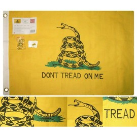 "Flags & Signs" 2x3 Embroidered Gadsden Tea Party Cotton Flag w/ Tea Party Pin & a-1-2519