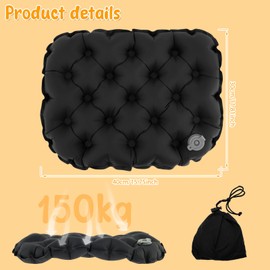 KTCINA Inflatable Seat Cushion 40x30cm Portable Travel Seat Cushion with Carry Bag Foldable Camping Air Sitting Pad Stadium Cushions for Camping Hiking Office Chair Airplane Travel(Black)