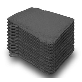 one-home 10er Set Waschhandschuhe Waschhandschuh Waschlappen 16x21 cm Frottee Baumwolle, Farbe:Anthrazit/Grau