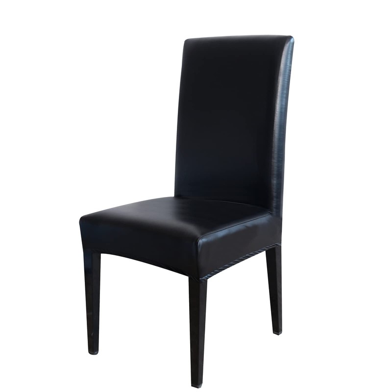 Qubjus Dining Table Chair Covers, Solid PU Leather Waterproof Oilproof