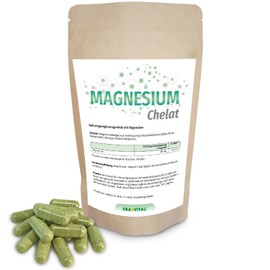 Magnesium Chelate (Magnesium Bisglycinate) with Moringa Oleifera 60 Capsules - 1 Month Supply - with 250 mg Elementary Magnesium per 2 Capsules - Naturally Vegan