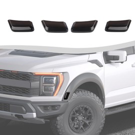 SQQP Wheel Eyebrow Light Lamp Cover Trim Kit Compatible with Ford F150 Raptor 2021-2025+(Smoked Black)