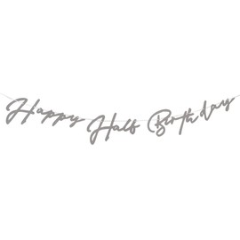 regalo Half Birthday Letter Banner Garland Decoration Happy Birthday Happy Birthday HAPPY HALF BIRTHDAY Cursive Anniversary (Grey Flow)