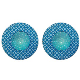 Handy Housewares 5.25" Diameter Decorative Designer Pattern Kitchen Sink Strainer/Food Trap (Two Pack, Blue Pattern)
