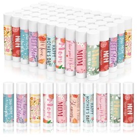 Loopeer 50 unidades de bálsamos labiales para madres, regalos a granel para mujeres, bálsamo labial de flores, tamaño de viaje, Día de la Madre, recuerdos de fiesta, labios, hidratante, cuidado