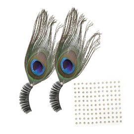 VICASKY Peacock Plume False Eyelashes 1 Pair Long Dramatic DIY Makeup Lashes for Stage Performance Nightclub and Evening Events