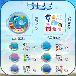 WATINC 24Pcs Sea Animal Scene Sticker Art Craft, Make Your Own Ocean Animals World Under The Sea Scene Stickers, DIY Shark Clown Fish Dolphins Decals, Kids Game for Classroom Activity Party Supplies