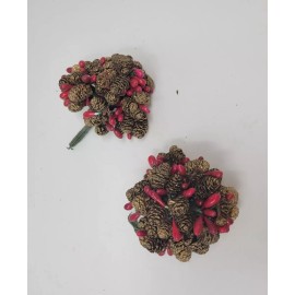Unbranded Lot Pine Cones & Holly Berries Floral Wire Picks Stems Christmas Craft Wreaths