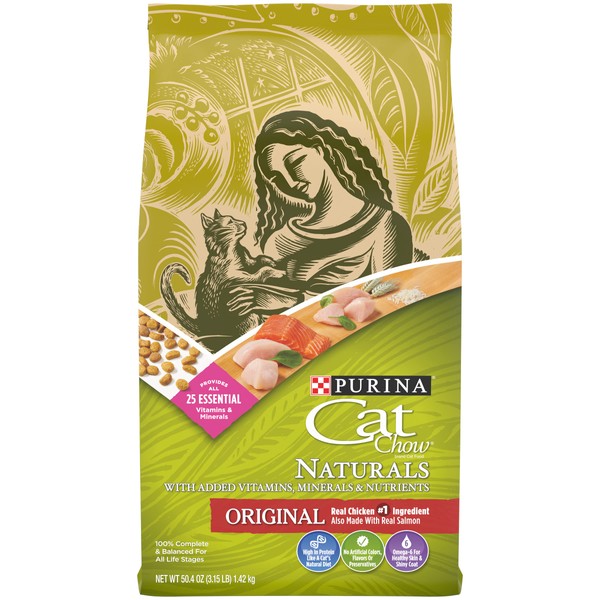 Purina Cat Chow Natural Dry Cat Food, Naturals Original - 3.15lb (Pack of 4)