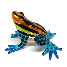 ZOOCRAFT Glass Frog Figurine Poison Dart Animals Hand Blown Painted Art Miniature Gardening Gift Table Decor Statue Orange&Blue