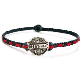 Men's Health & Well Being Charm Bracelet in Silver on Macrame Crafted Bracelet - Center Core Red String - Durable & Waterproof Gift For Men Husband Boyfriend