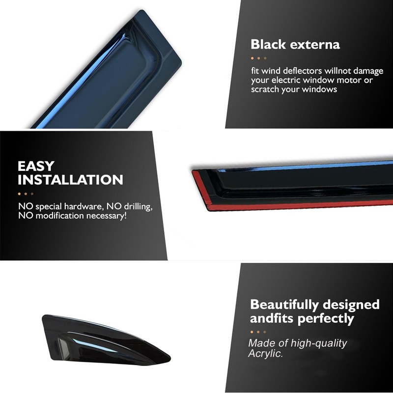 Mengjiesi Side Window Visor 6 Piece Set for Toyota RAV4