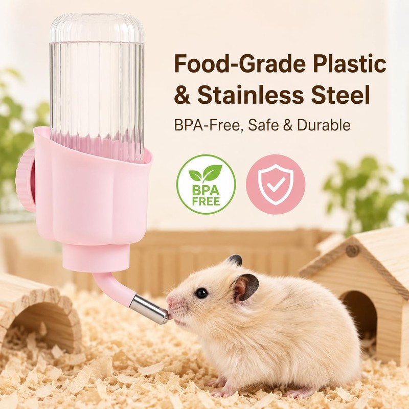 Pet Water Bottle for Cage, 17oz Small Animal Water Dispenser