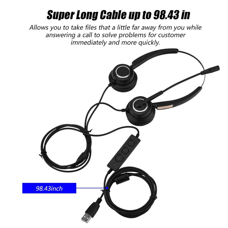 Call Center USB Headset Light Weight Noise Cancelling USB Call
