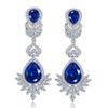 CWWZircons Big Blue Long Dangle Wedding Earrings for Brides Waterdrop