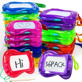 36 Pack Mini Magnetic Drawing Board (6 Colors), Kids Party Favors Backpack Keychain Doodle Drawing Boards, Erasable Sketch Board Writing Pad for Boys Girls Classroom Supplies Goodie Bag Fillers