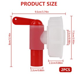 2 x Outlet Tap, Dosing Tap, DIN61 for Outlet Tap/Dosing Tap for 15-60 Litre Canister, Outlet Tap Canister/Canister Tap as Practical Dosing Aid - Canister Tap White/Red