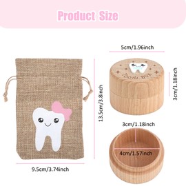 LIUCONGBD Tooth Box Milk Teeth with Tooth Fairy Bag, Milk Tooth Box with 3D Carved Wooden Tooth Holder for Boys, Girls and Children, Wobble Tooth Fairy Gift (Girls)