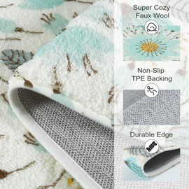 Uphome Washable 2x3 Entryway Rug Door Mat, Soft Non-Slip Small Rug with Rubber Backing, Cute Low Pile Kitchen Rug, Blue Floral Plant Throw Rug for Bathroom Bedroom Sink