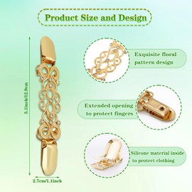 Fidqiog 4 Pcs Cinch Clips for Vintage Dress, Metal Waist Cincher Clip for Clothes, Classic Cardigan Shawl Sweater Shirt Suspender Dress Clips Back Cinch, Pant Waist Tightener Clip for Women