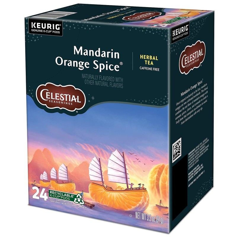 Celestial Seasonings Mandarin Orange Spice Herbal Tea, Keurig® K-Cup® Pods,