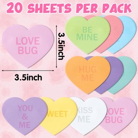 TICIAGA 30PCS Valentine's Day Sticky Notes Romantic Conversation Self-Stick Note Mini Cute Memo Pads Inspirational Heart Shaped Writing Notepads for Valentine's Day Gifts Home Office Supplies