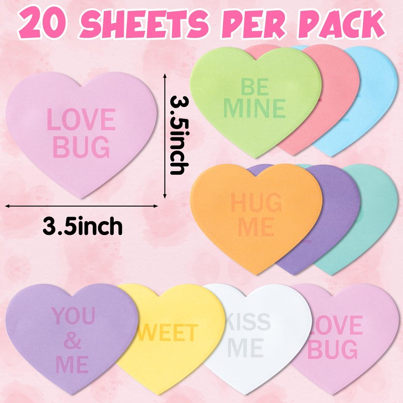 TICIAGA 30PCS Valentine's Day Sticky Notes Romantic Conversation Self-Stick Note