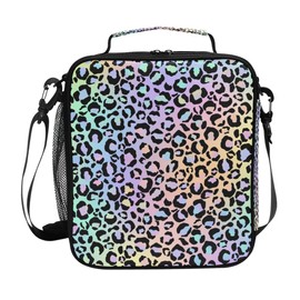 MNSRUU Lunch Bags for Boys Girls Student, Leopard Print Reusable Insulated Lunch Cooler Bag Organizer Thermal Meal Tote Kit, Lunch Box with Adjustable Shoulder Strap