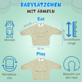 Weakup10® Bib with Waterproof Cover | Waterproof Baby Bib | Bib | 6 to 36 Months | Bib with Sleeves | Bib with Sleeves BLW** | Waterproof Baby Bib, Astronaut