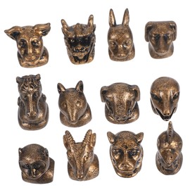 BESPORTBLE 1 Set The Twelve Zodiac Bronze Head Zodiac Animal Statue Decor Animal Figures Snake Statue Car Pendant Snake Statue Zodiac Ornaments Desktop Decor Resin Dark Brown