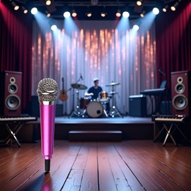 Enyolidimk Rose Red Mini Singing Mic Equipment 3.5mm Mini Condenser Microphone Phone Karaoke Mic with Stand Singing Mic Equipment Handheld Microphone, Multipurpose Condenser Microphones